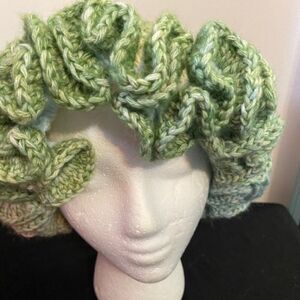 Handcrafted Crochet Blue/Green ruffle bucket hat